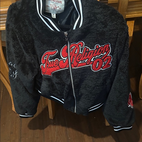 True Religion Black Fleece Jacket with Red Accents - Picture 4 of 6